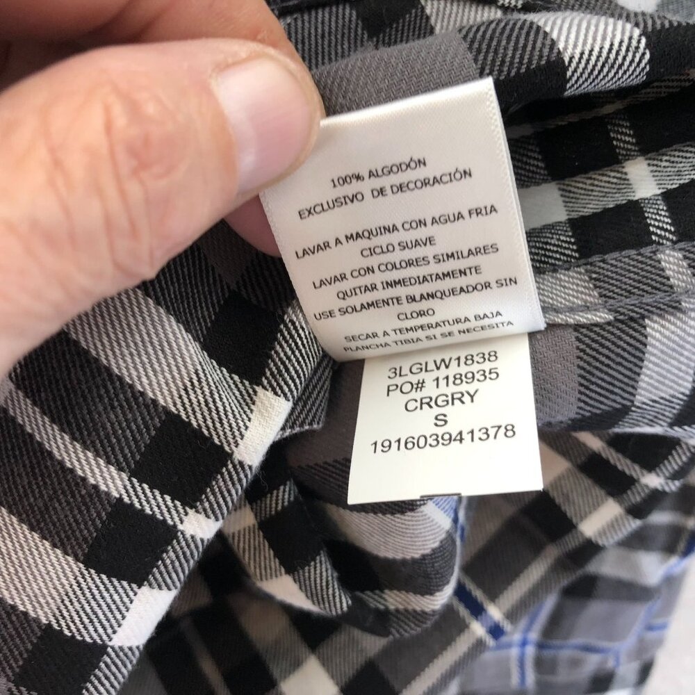 Levis Mens Shirt Small Long Sleeve Plaid Gray Button Down Top Classic Travel - Picture 11 of 13